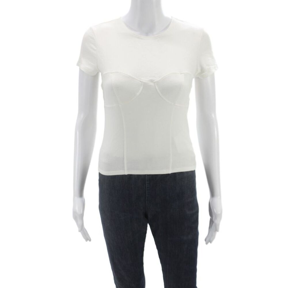 Reformation Women Basic Jersey T-Shirt White Round Neck Short Sleeve Size S